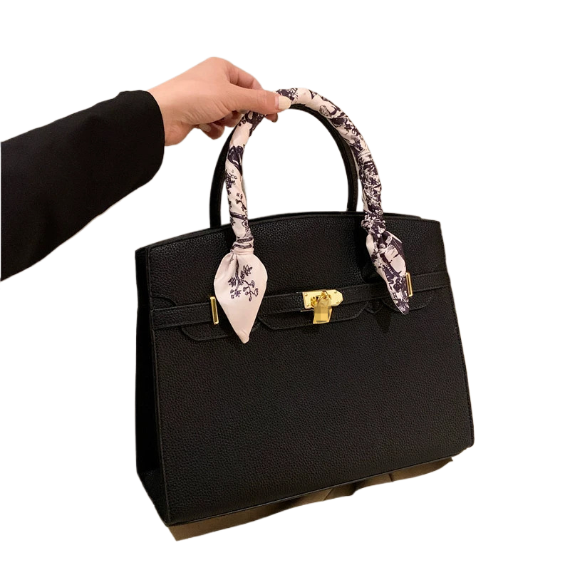 Women's Fashion Lock Scarf Kelly Bag Crossbody Tote Bag