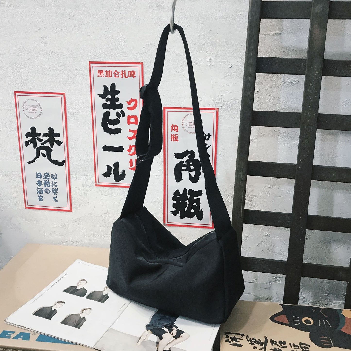 2023 New Japanese and Korean Style Simple Solid Color Shoulder Crossbody Bag Waterproof Oxford Cloth Lightweight Women's Bag Couple's Bag