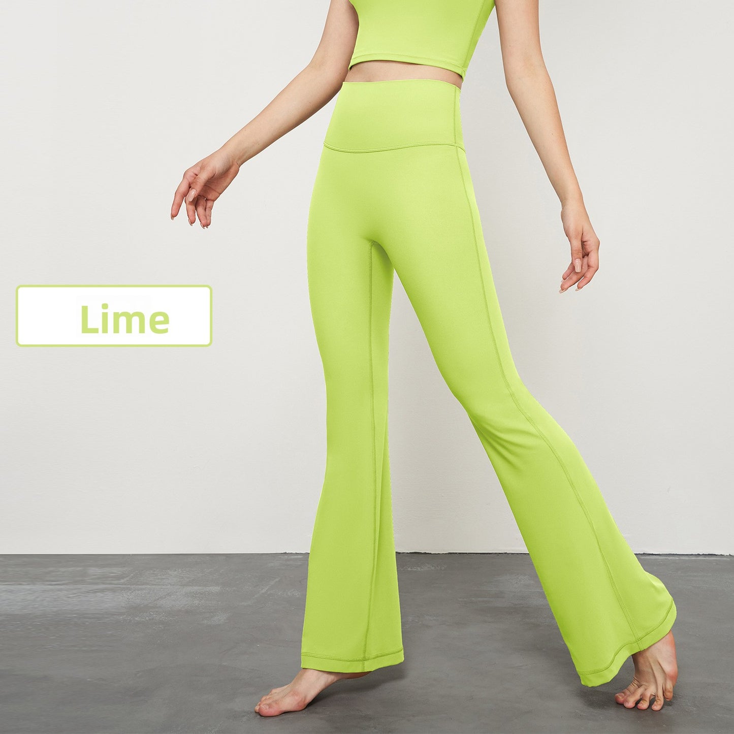 High elasticity micro-ruffled yoga pants, sheer high-waisted wide-leg pants