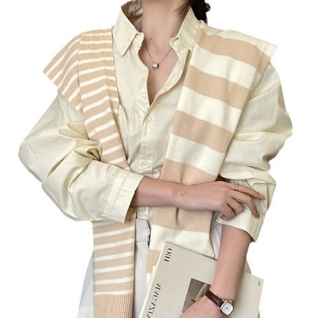 Striped shawl outerwear
