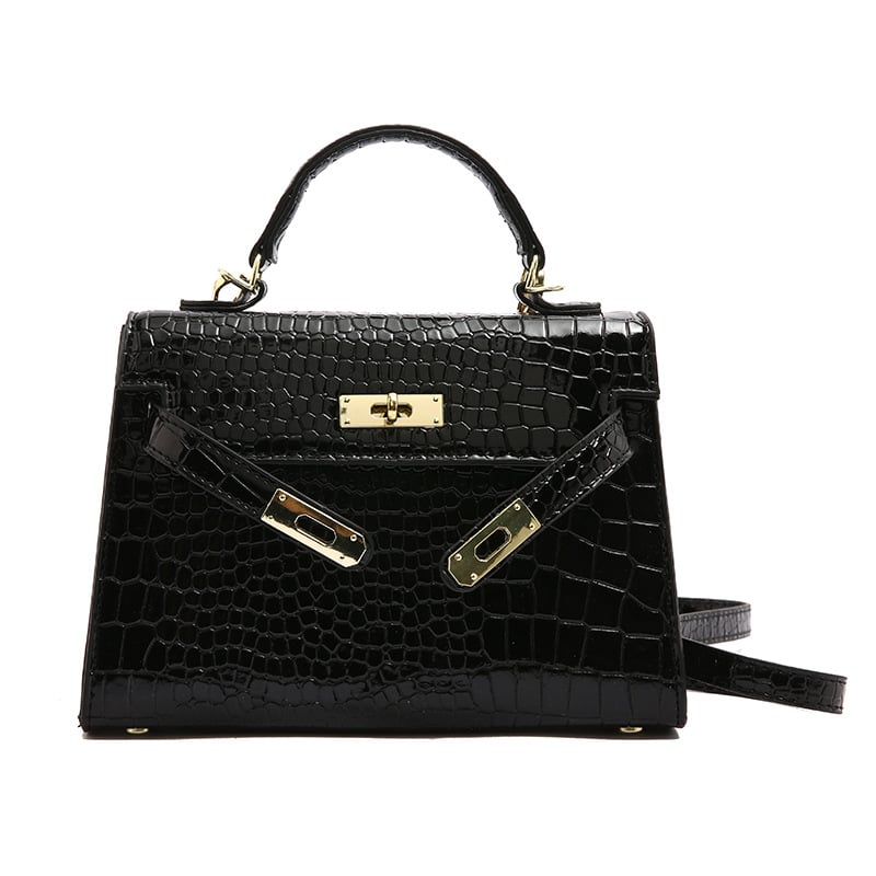 Texture Lock Portable Small Square Bag Women's 2022 New All-match Classic Shoulder Bag PU Fashion Kelly Bag