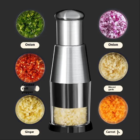 Press-type stainless steel pat knife kitchen vegetable cutter mashed garlic garlic masher manual garlic press artifact in stock