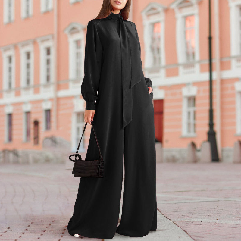 Wish Amazon European And American Foreign Trade New Women's Clothing Wholesale Loose Solid Color Wide Leg Pants Jumpsuit