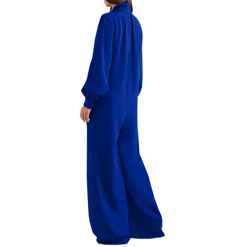 Wish Amazon European And American Foreign Trade New Women's Clothing Wholesale Loose Solid Color Wide Leg Pants Jumpsuit
