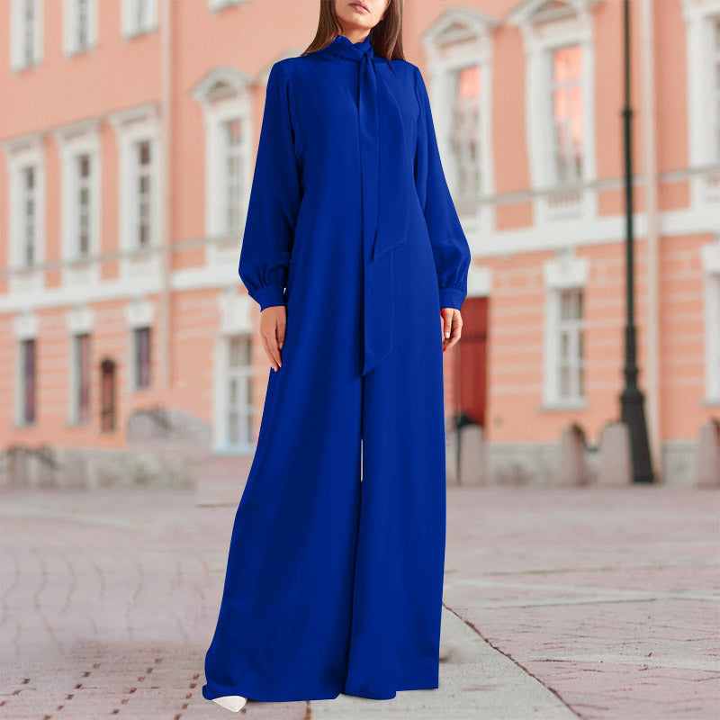 Wish Amazon European And American Foreign Trade New Women's Clothing Wholesale Loose Solid Color Wide Leg Pants Jumpsuit