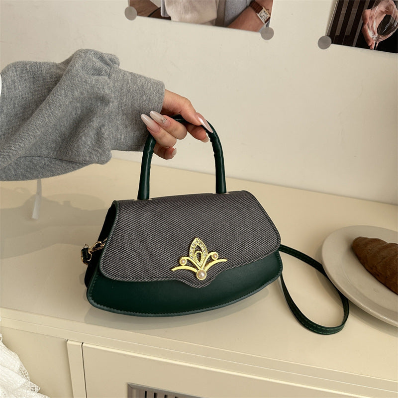 Vintage oil-leather commuter handbag