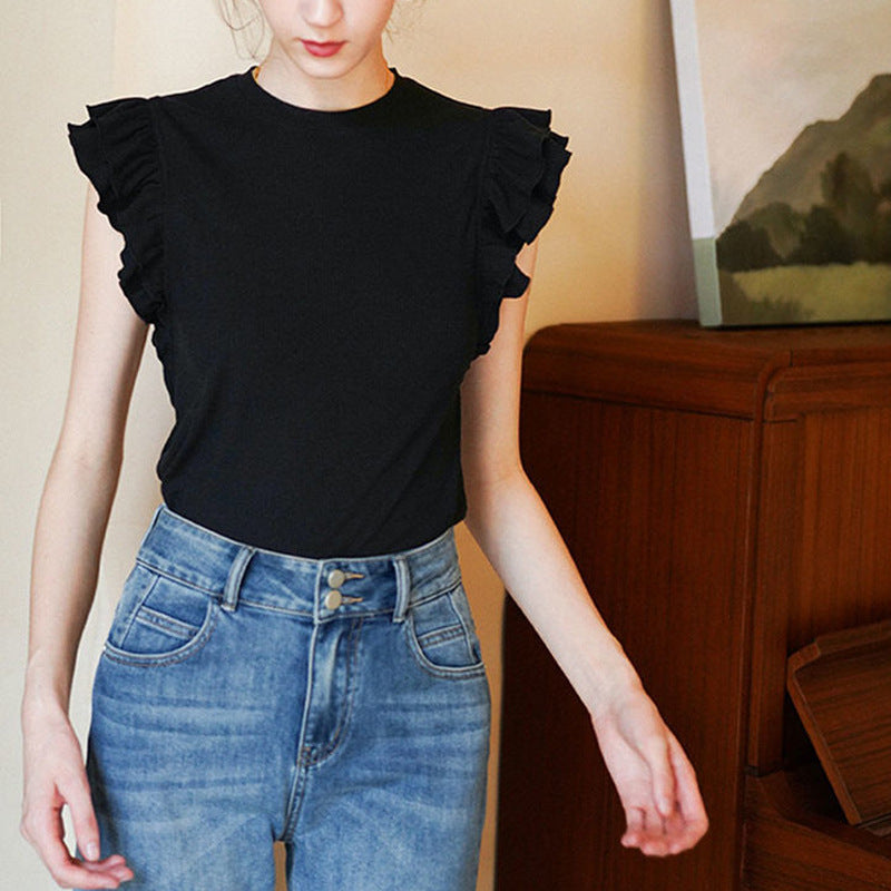 French-style Sleeveless Design T-shirt