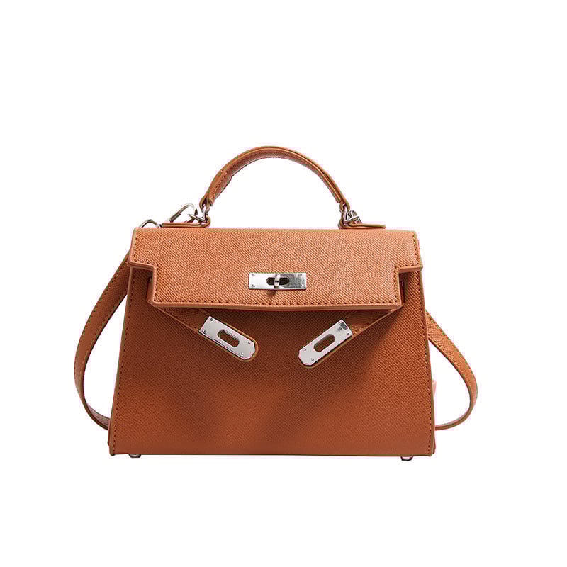 Texture Lock Portable Small Square Bag Women's 2022 New All-match Classic Shoulder Bag PU Fashion Kelly Bag