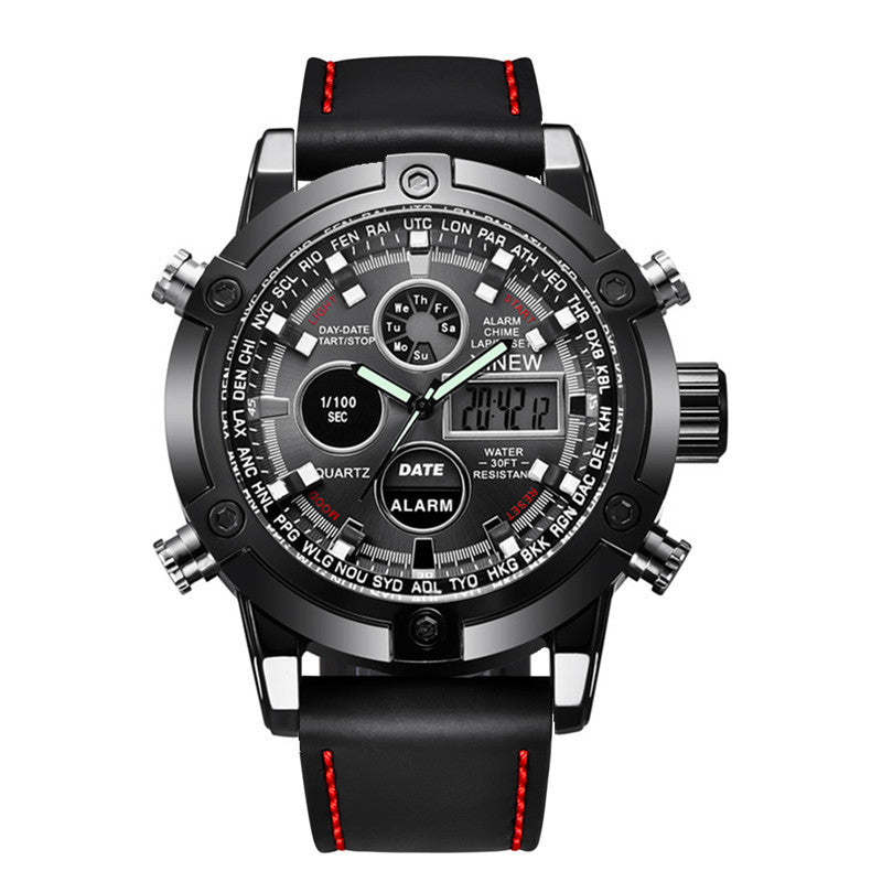 Chronograph Business Watch Mens Leather Digital Wristwatches