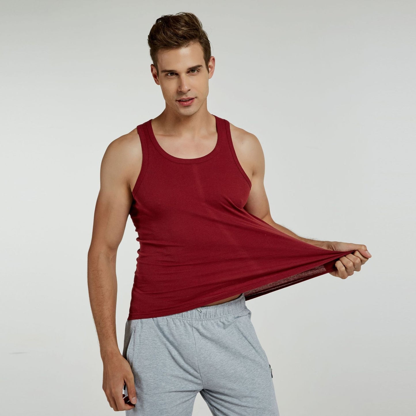 Men's Cotton Vest Sports Hurdle plus size Men's Inner Wear Cotton Youth Summer Base Fitness Tight Sleeveless