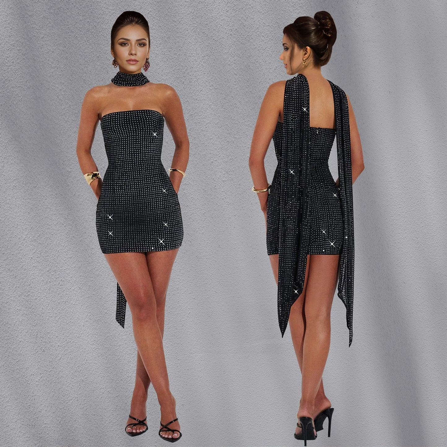 Rhinestone ribbon dress