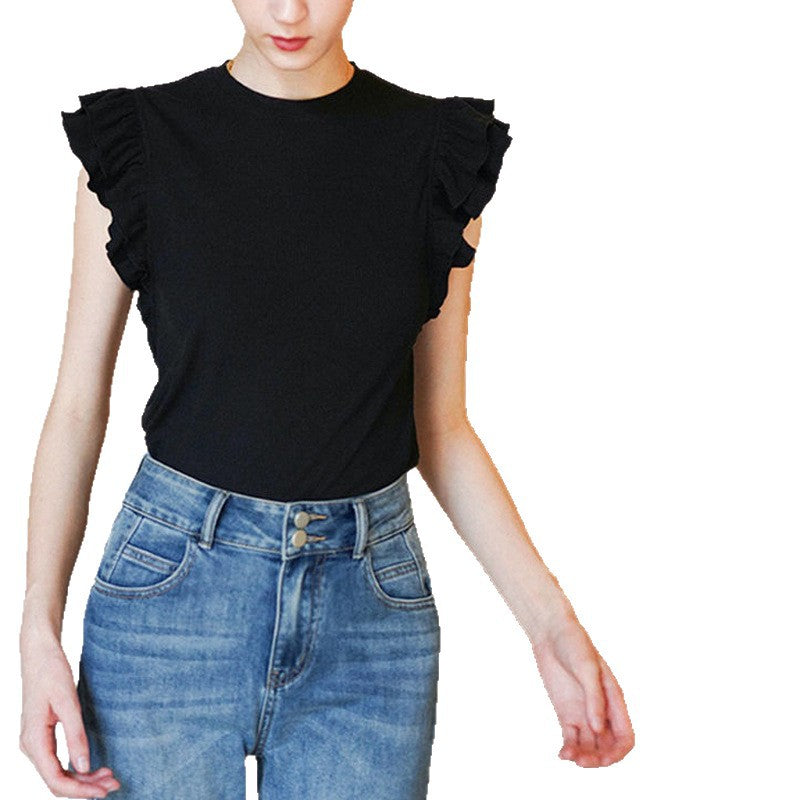 French-style Sleeveless Design T-shirt