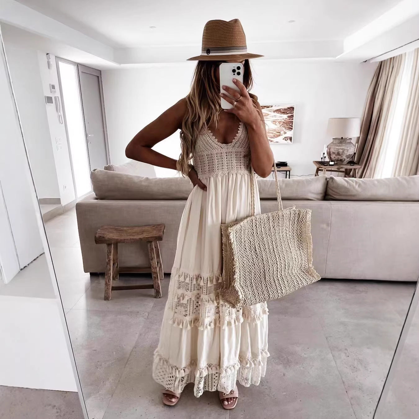 Womens Sleeveless V-Neck Dress