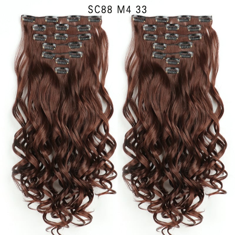 Seven Piece Wig Piece 16 Card Women Chemical Fibre High Temperature Silk Wig Long Curly Hair