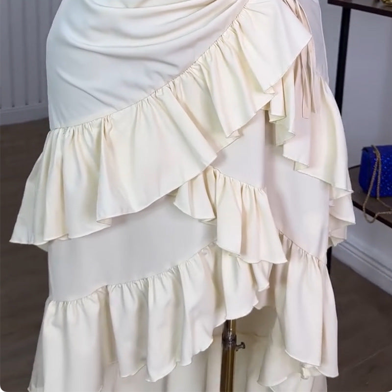 Summer Spaghetti Strap Ruffle Hem Long Dress