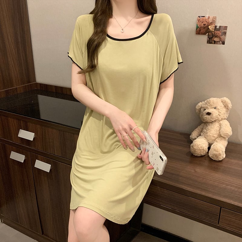 Summer plain-color slip dress with underwire support