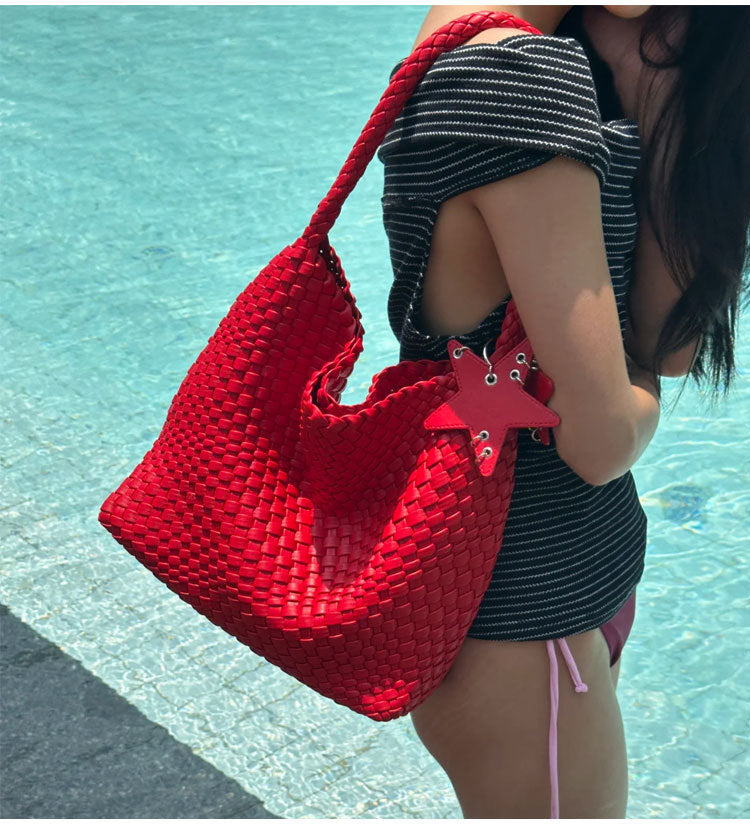 Handwoven PU Tote Bag for Women