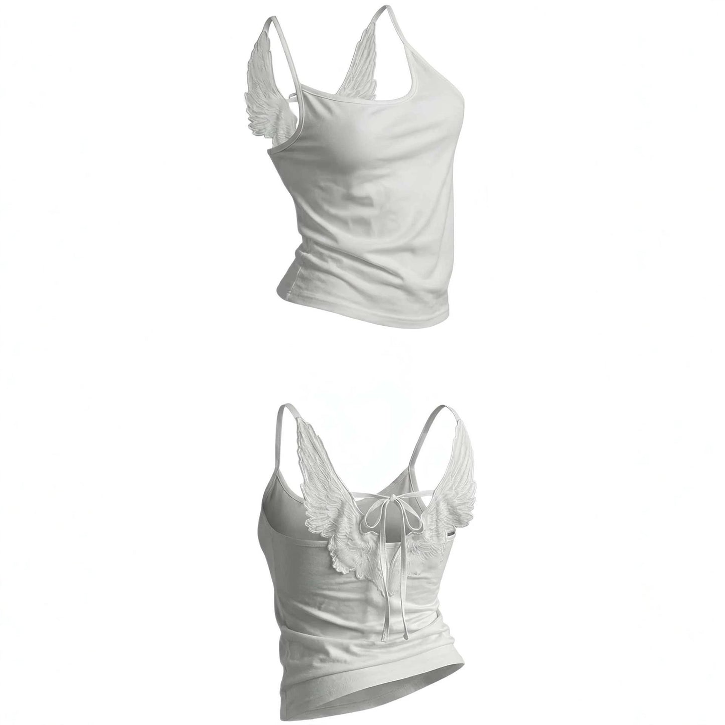 Y2K Wing Design Slim-Fit Strappy Camisole Top