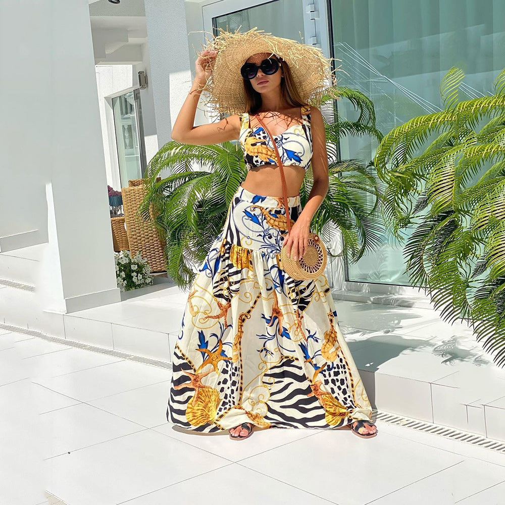 Spaghetti Strap Printed Dress
