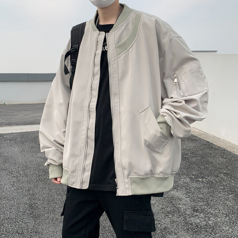 Retro Baseball Jacket Men's Loose Fit Cardigan