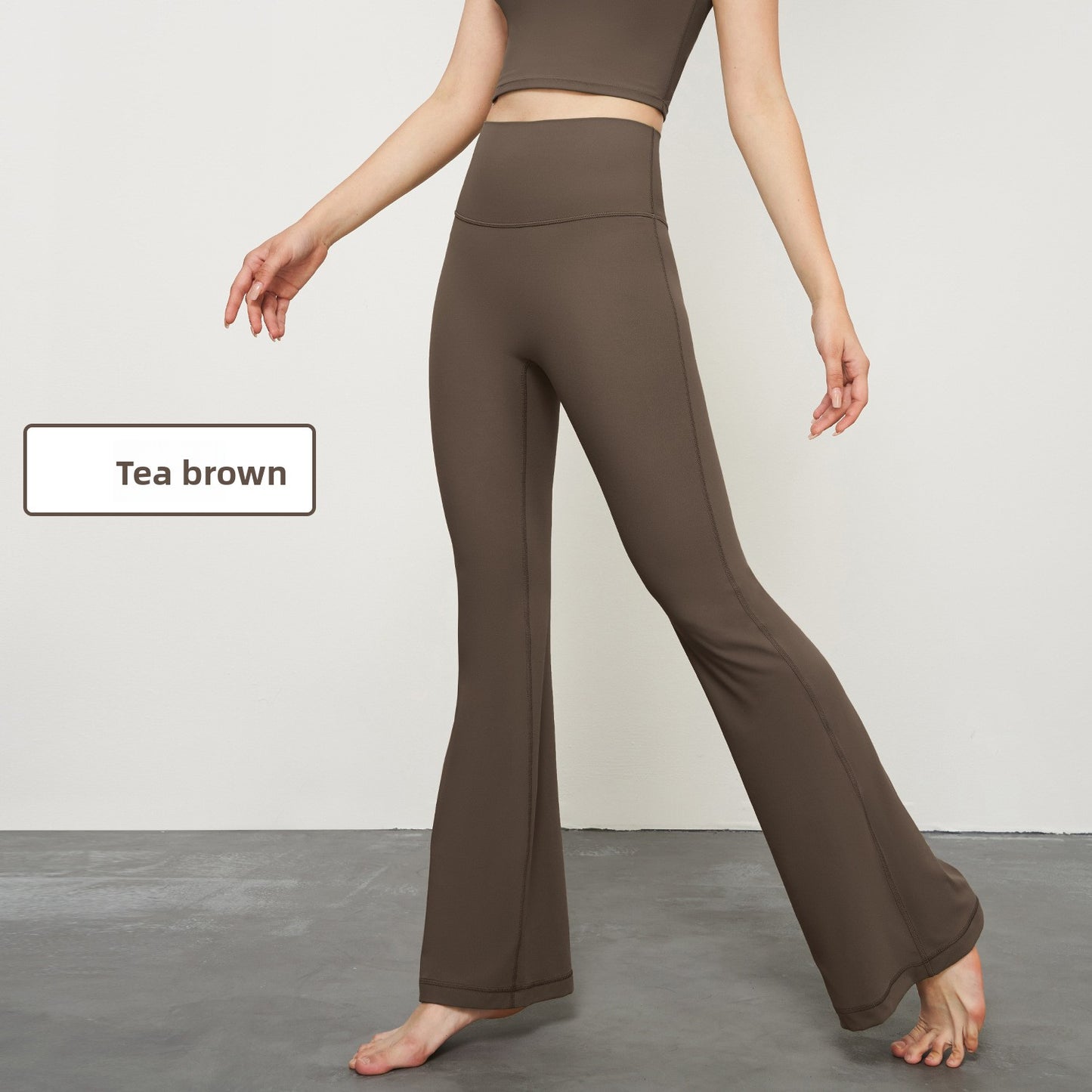 High elasticity micro-ruffled yoga pants, sheer high-waisted wide-leg pants
