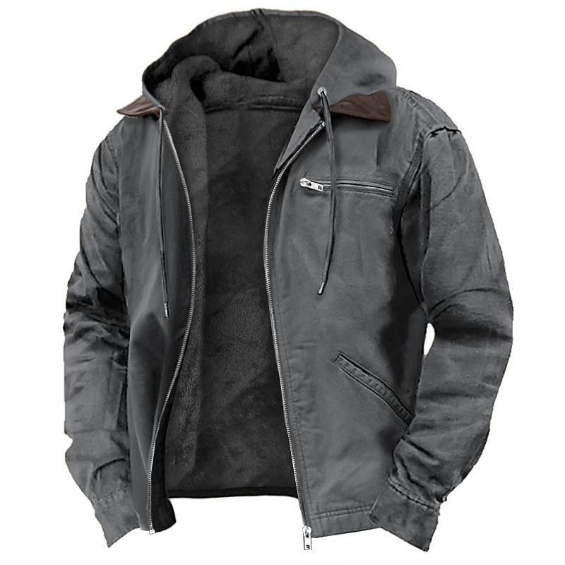 Mens Fleece Lined Hooded Jacket