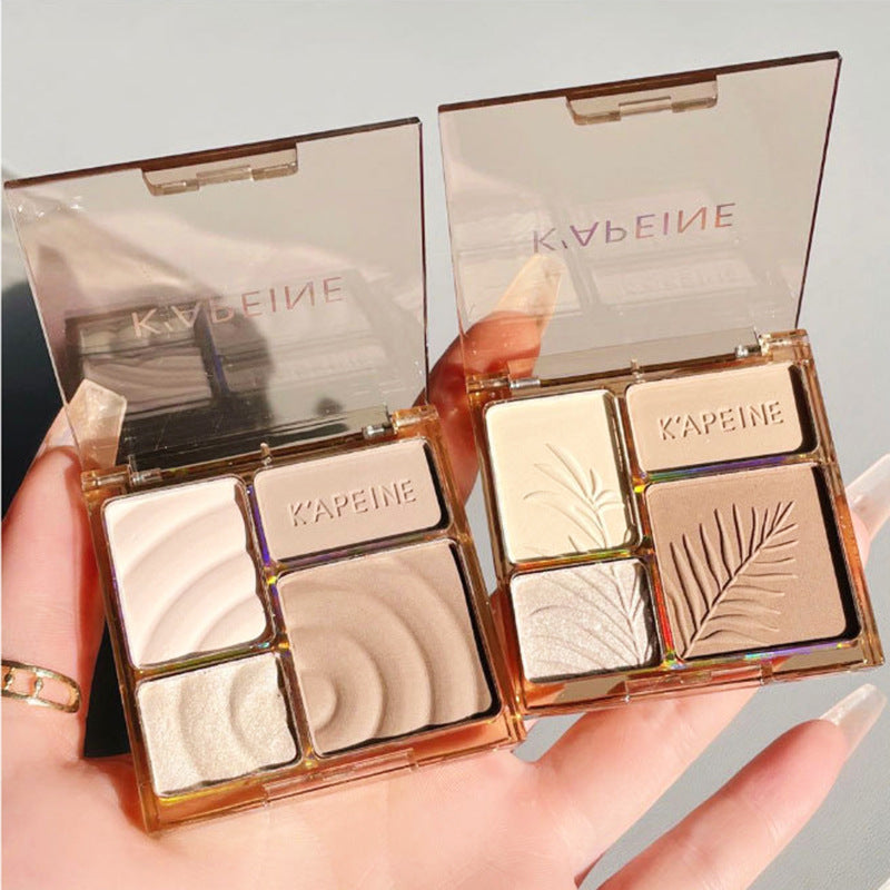 Four-color high-gloss repair plate shadow Pearl matte brightening glitter powder high-gloss powder cake repair plate natural three-dimensional cross-border