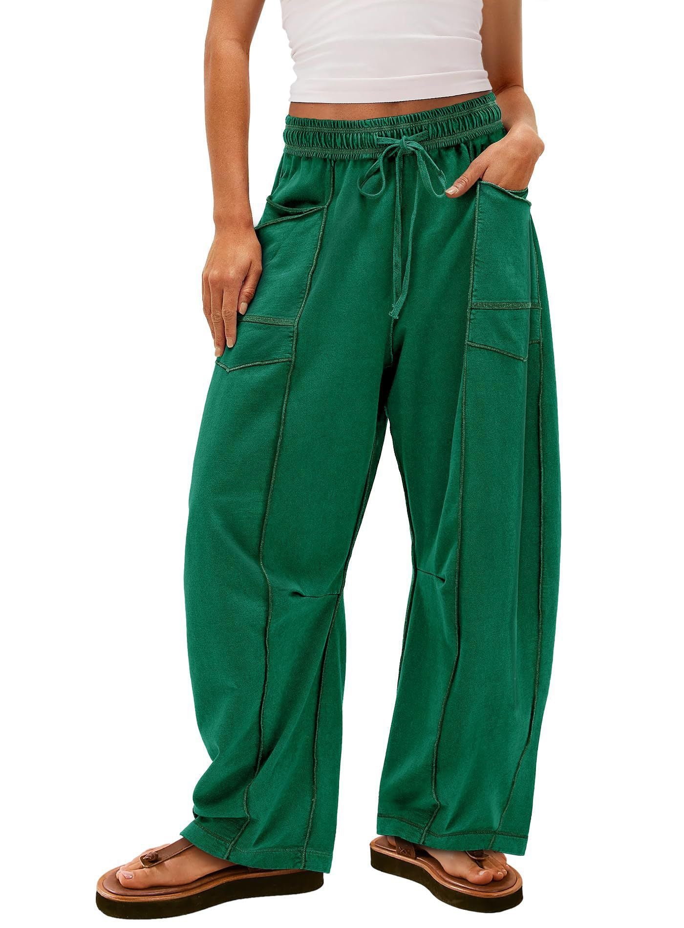 Summer wide-leg pants, drawstring waist casual pants and sweatpants