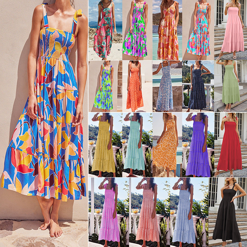 Floral Print Sleeveless Long Dress