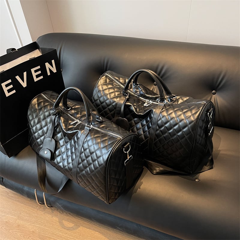 PU checkered travel bag