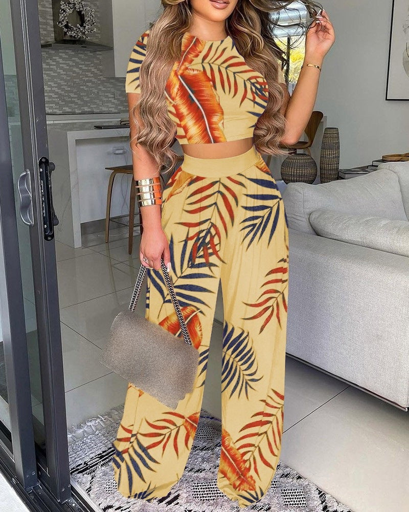 Printed Women's Two-Piece Vest and Pants Set