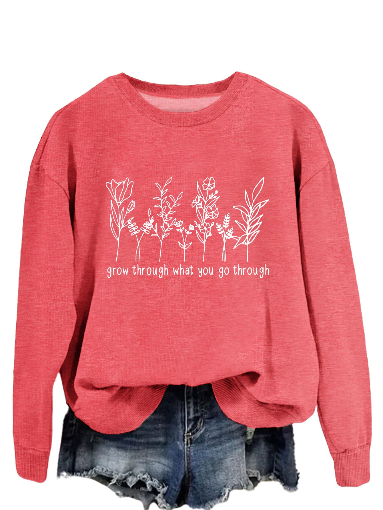 Casual round-neck hoodless sweatshirt