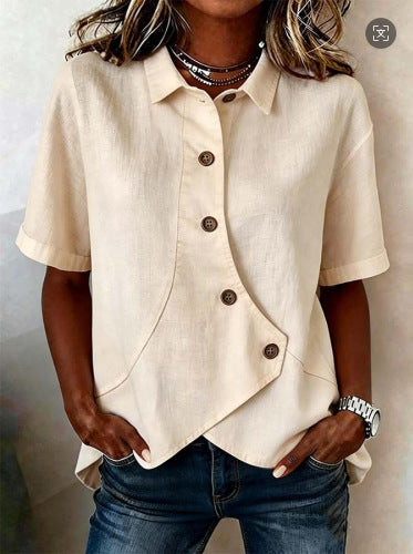 Women's Casual Cotton-Linen Shirt