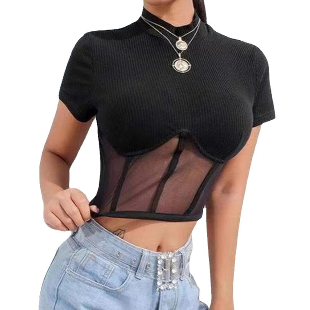 Solid-color short women's short-sleeved shirt