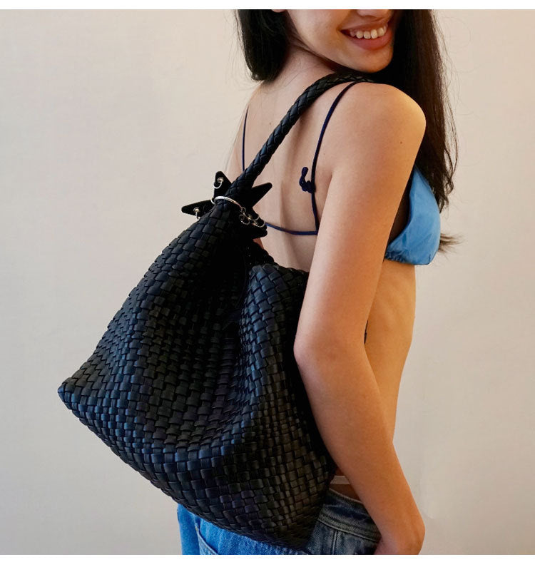 Handwoven PU Tote Bag for Women