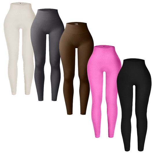 High-Waisted Ribbed Yoga Leggings for Women