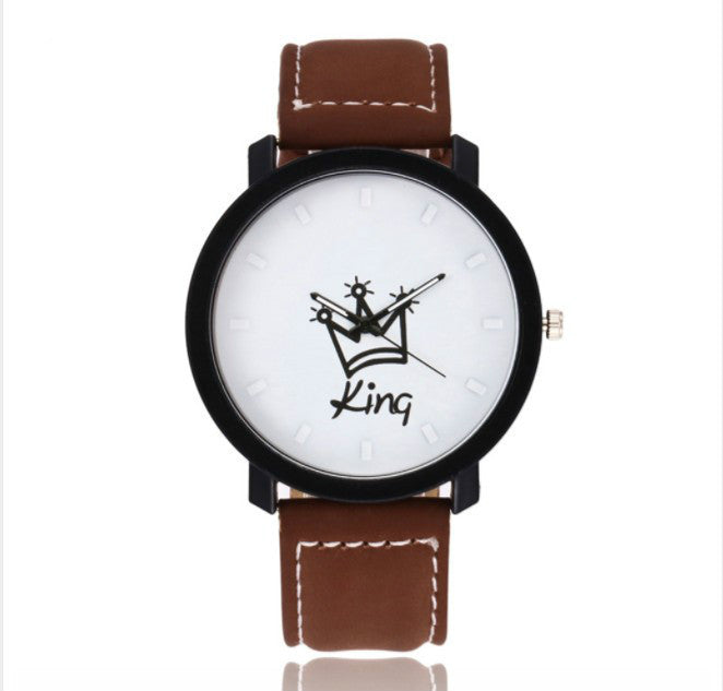 New Creative Crown Couple Watch Korean Version Men&#039;s And Women&#039;s King Queen Queen&amp;amp;amp;king Casual Watch