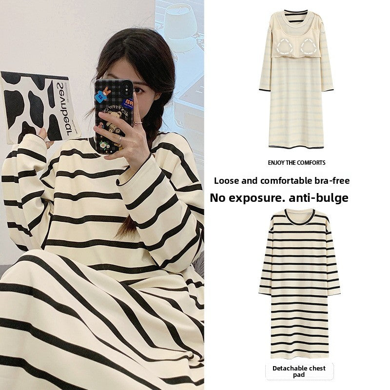 Women's Pure Cotton Long Sleeve Sleep Dress