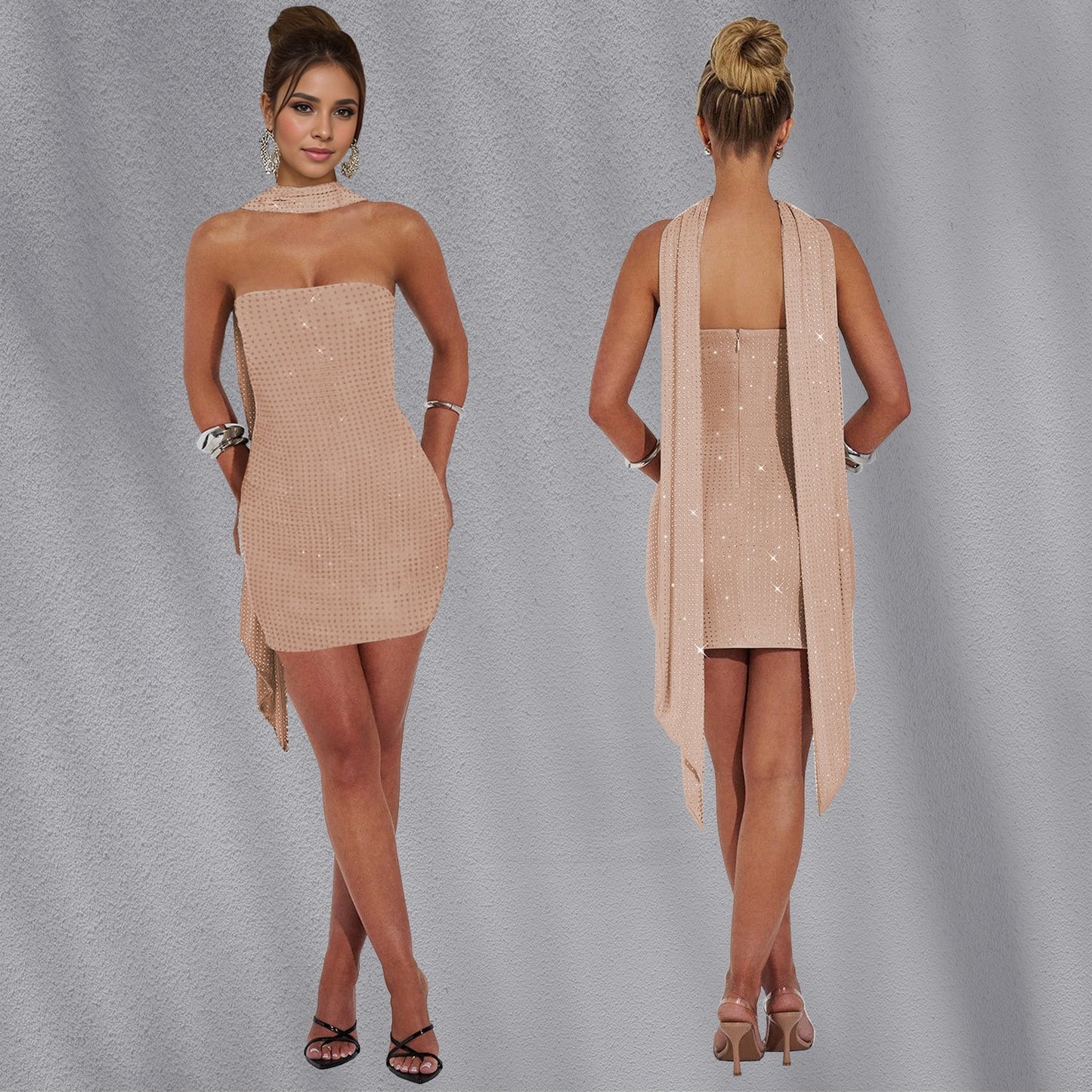 Rhinestone ribbon dress