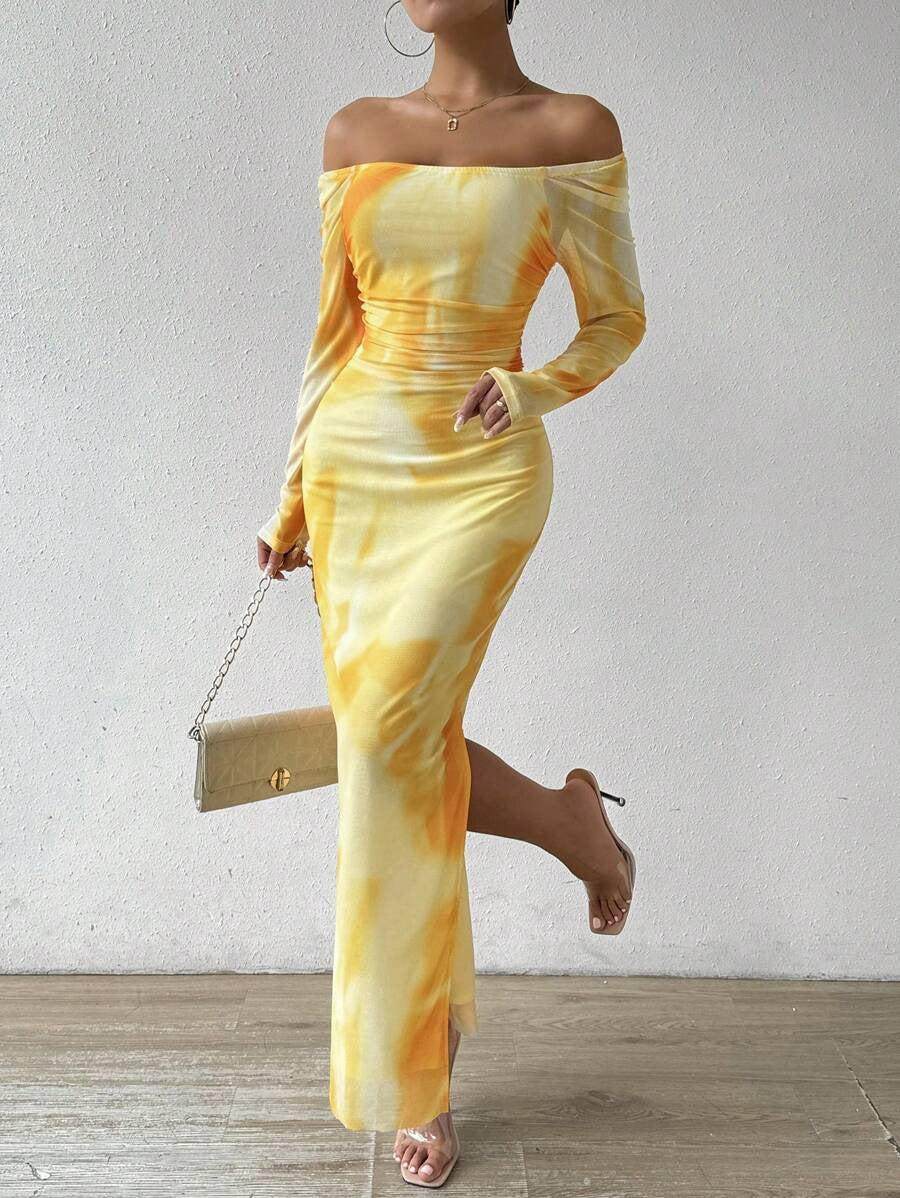 Sexy Tight Split Square Collar dress