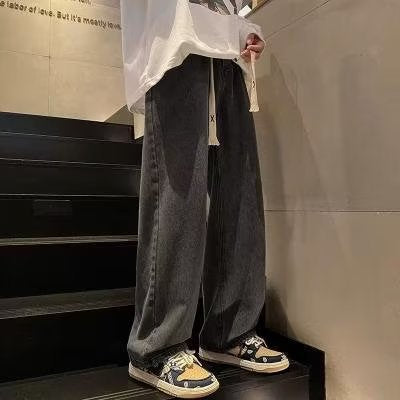 Vintage Men's Jeans Straight Loose Casual Trousers