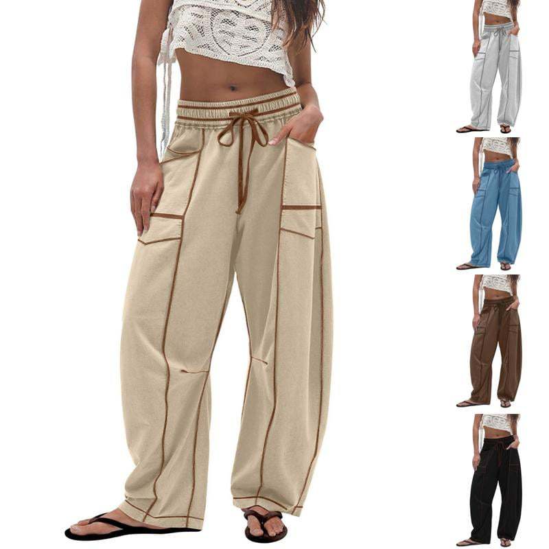 Summer wide-leg pants, drawstring waist casual pants and sweatpants