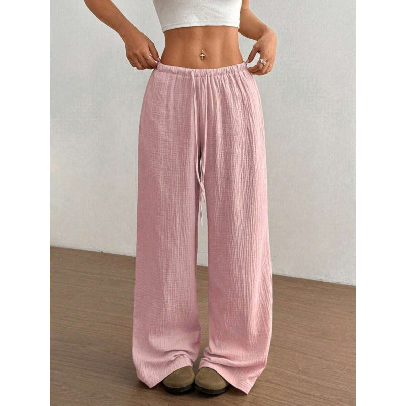 Womens Cotton Linen Wide Leg Pants