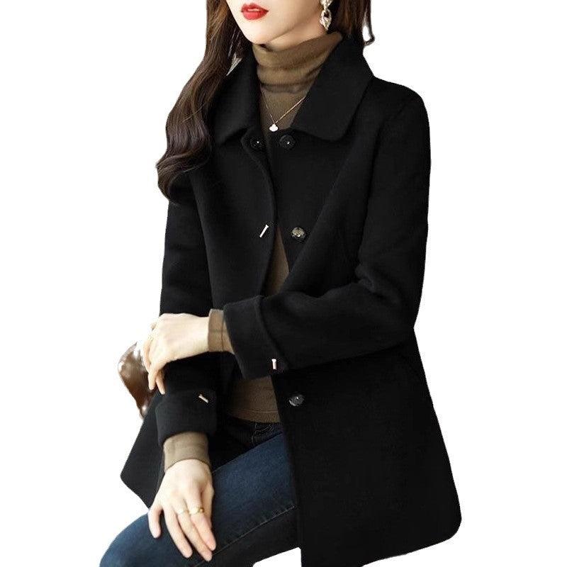 A woman wearing a woolen coat