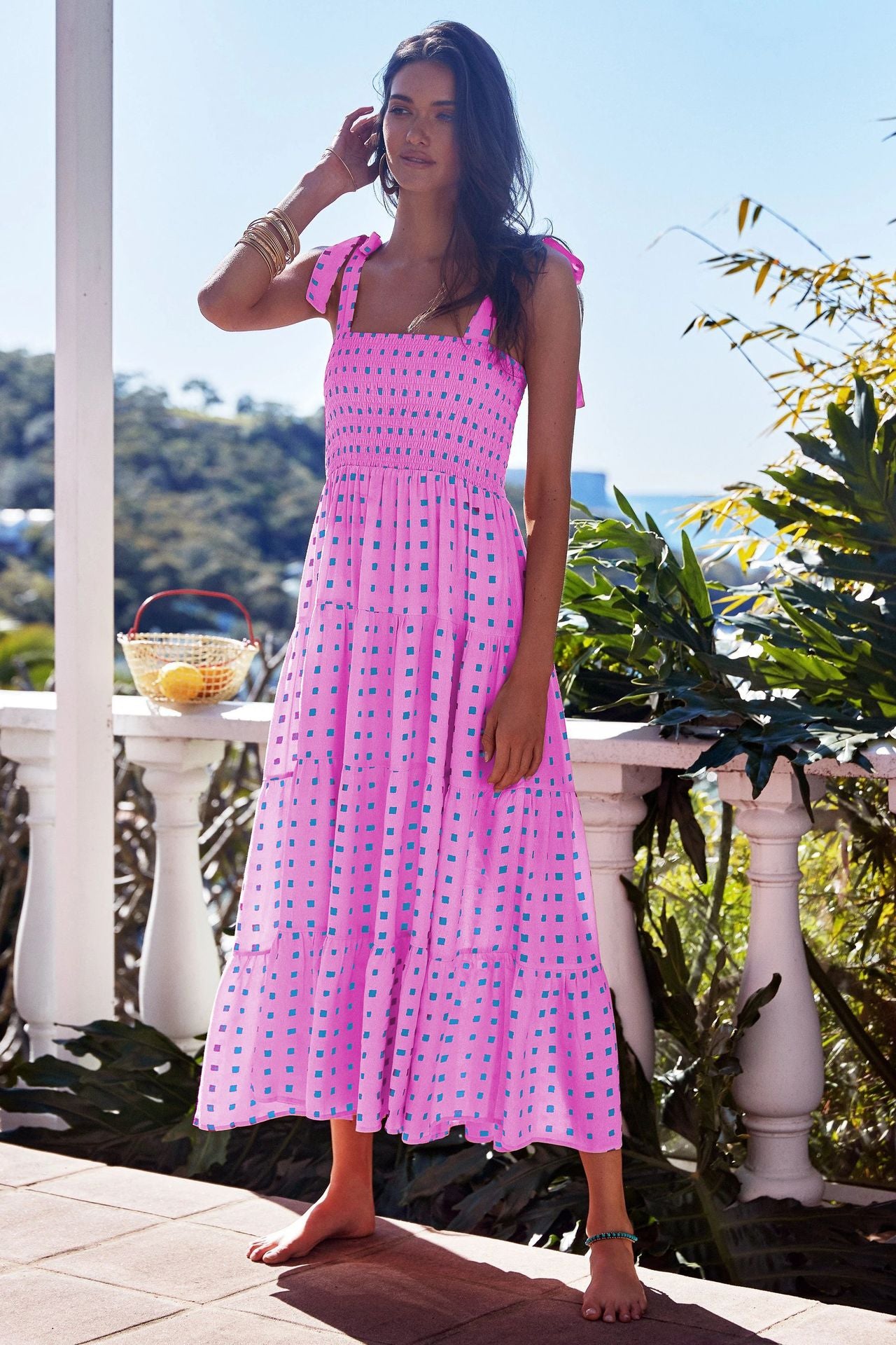 Floral Print Sleeveless Long Dress