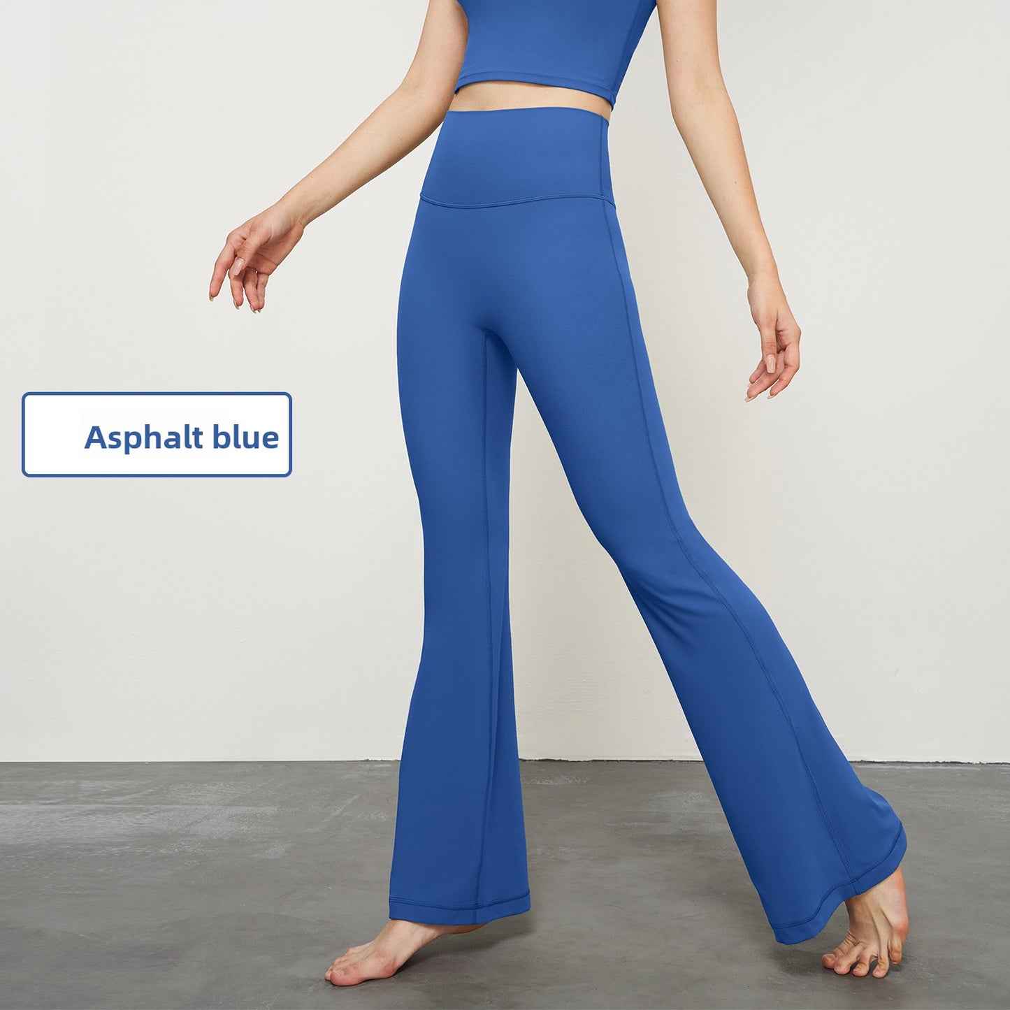 High elasticity micro-ruffled yoga pants, sheer high-waisted wide-leg pants