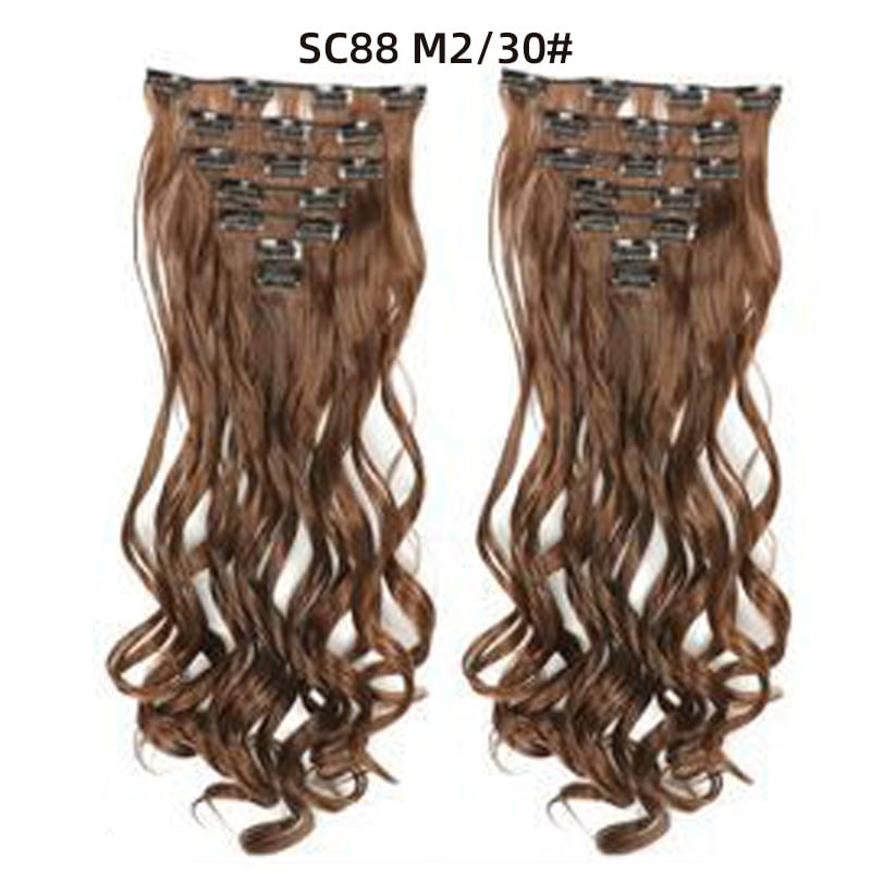 Seven Piece Wig Piece 16 Card Women Chemical Fibre High Temperature Silk Wig Long Curly Hair