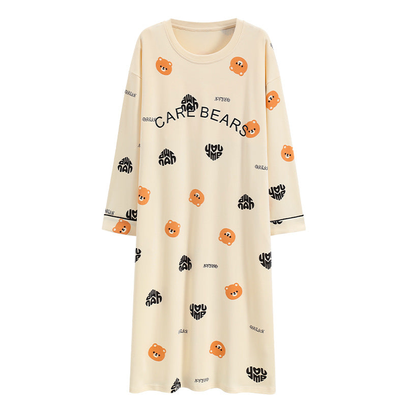 Women's Pure Cotton Long Sleeve Sleep Dress