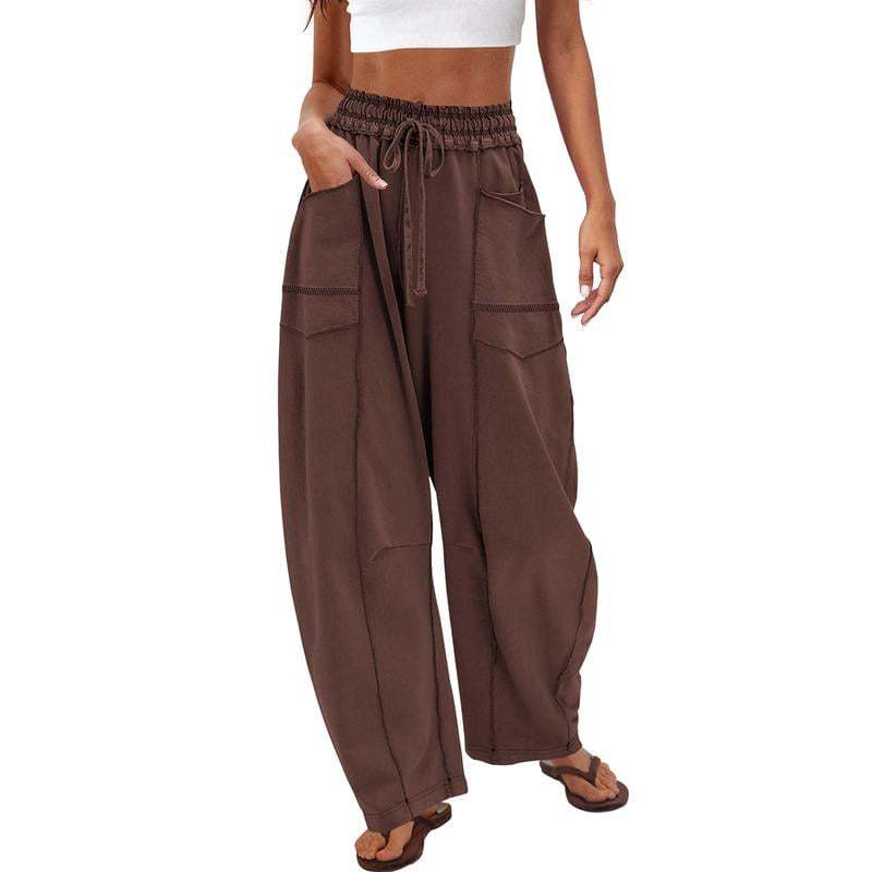 Summer wide-leg pants, drawstring waist casual pants and sweatpants