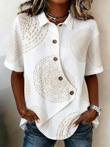 Women's Casual Cotton-Linen Shirt
